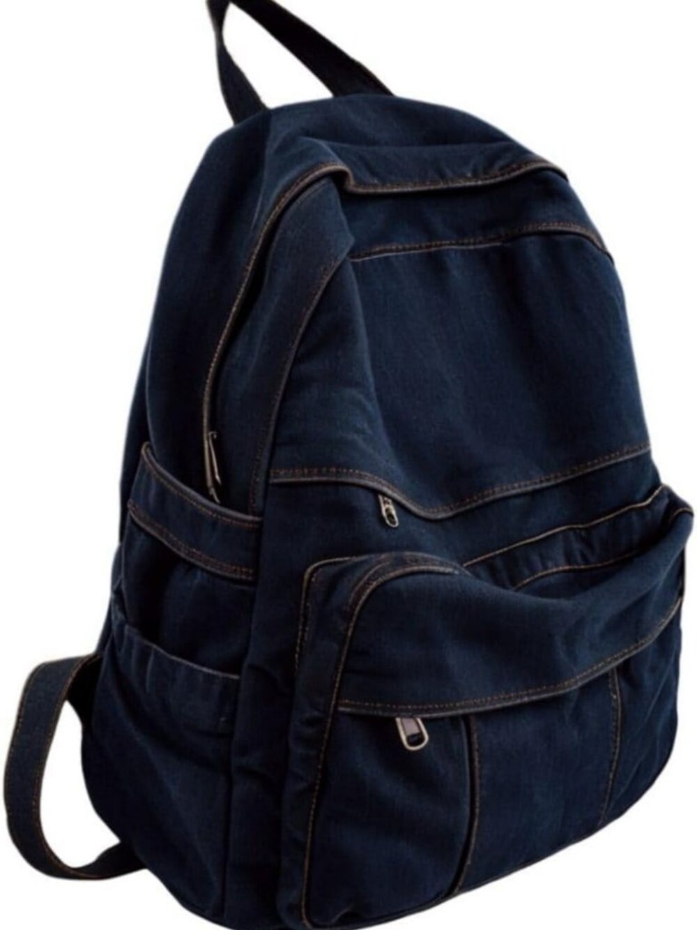 Retro Dark Wash Denim Backpack for Students | Unisex Rucksack for Travel